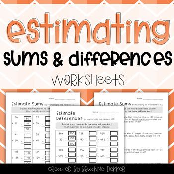 estimating sums and differences worksheet|Estimating sums and differences .